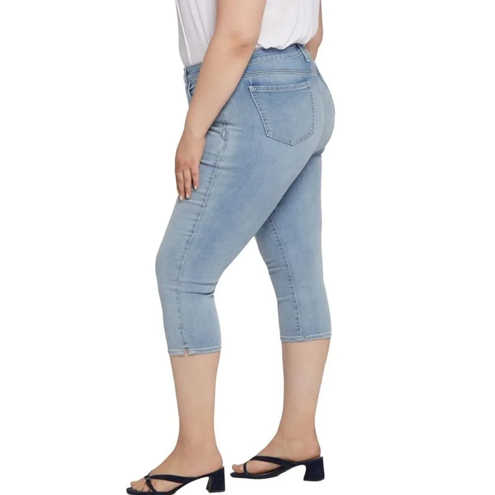 NYDJ Curves 360‎ Cropped Jeans Size 10P High Rise Light Wash Slim Straight